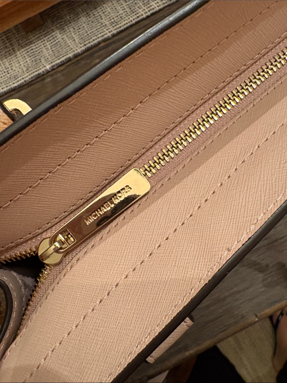 Michael Kors Blush Leather Satchel with Gold-Tone Chain Strap - Picture 5 of 6